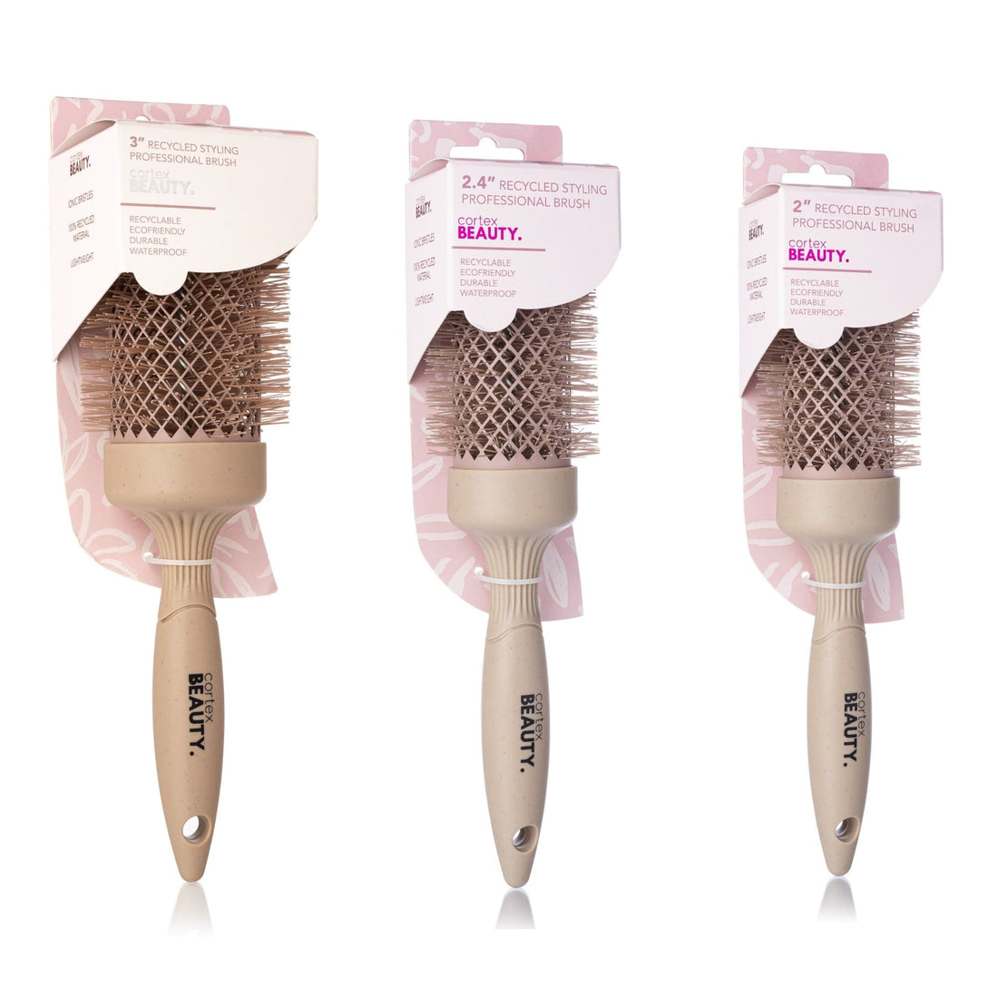 Cortex Beauty 2”, 2.4” & 3” Recycled Styling Professional Brush Set