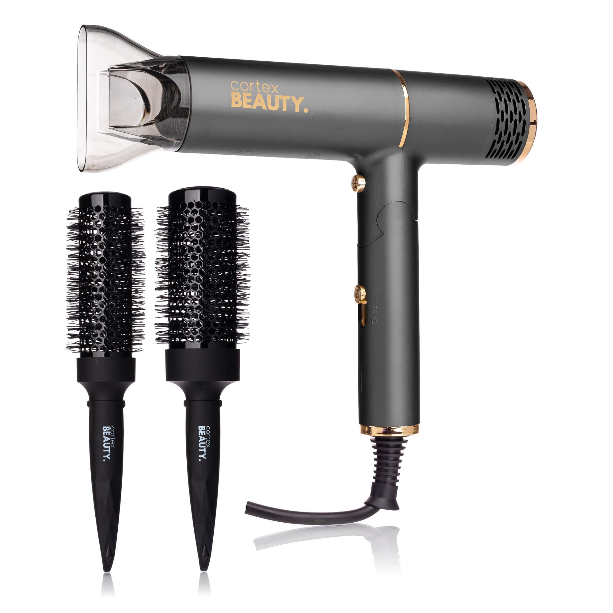 Cortex Beauty Air Fold - Ionic Foldable Dryer + 2 Piece Blowout Brush Set