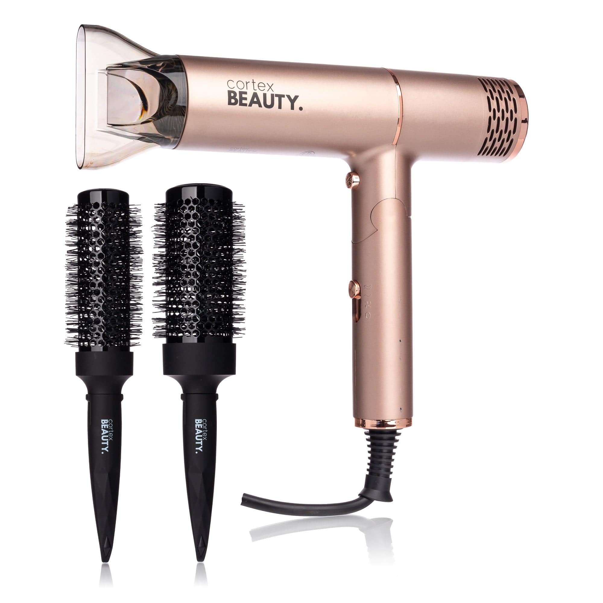 Cortex Beauty Air Fold - Ionic Foldable Dryer + 2 Piece Blowout Brush Set