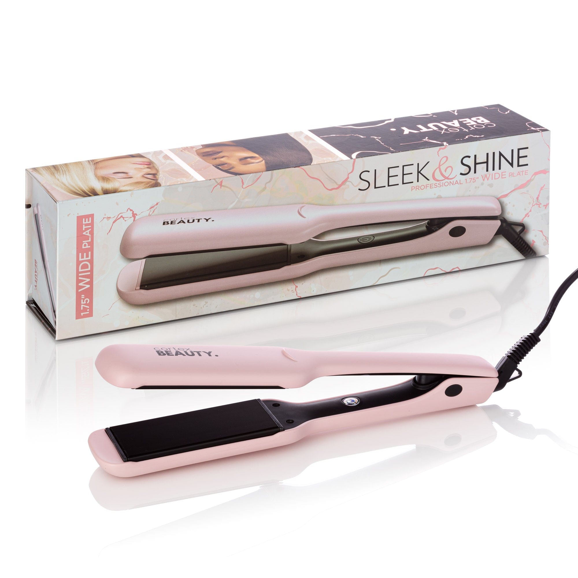 Cortex Beauty Baby Pink Sleek &amp; Shine | Professional 1.75” Wide Plate Flat Iron