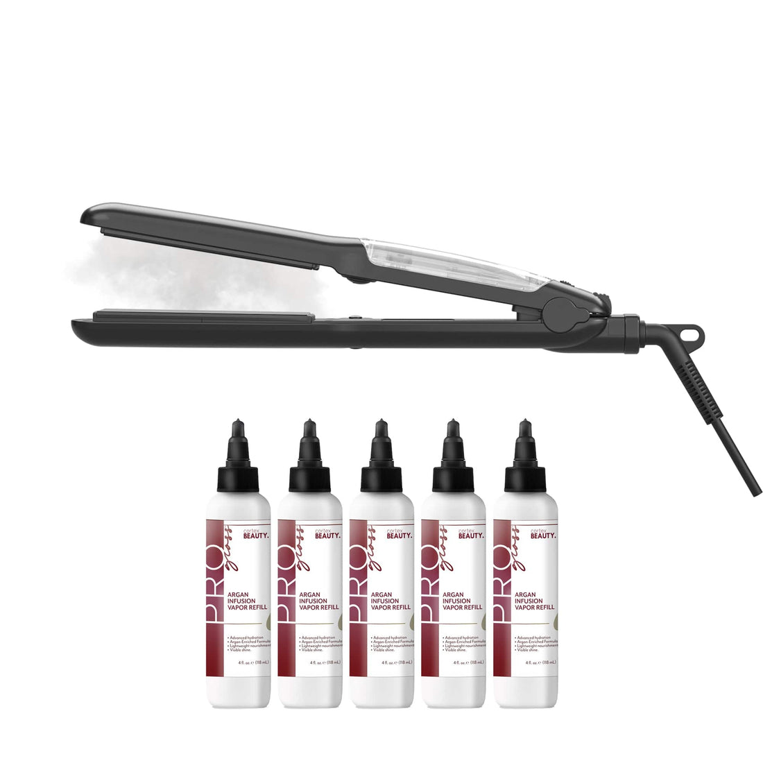Cortex Beauty PROSteamer Professional Steam Flat Iron With 5 Argan Oil Refills