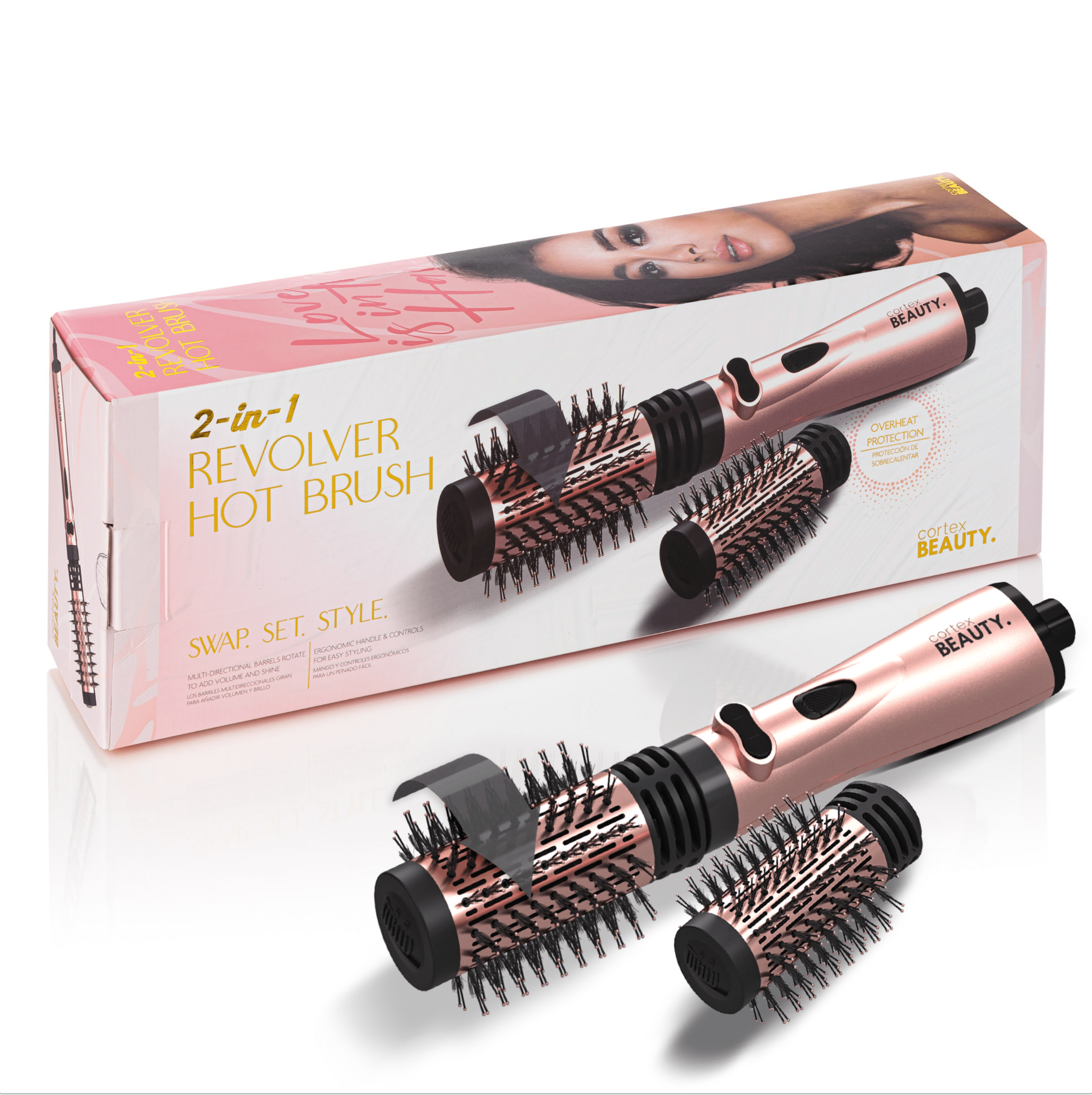 Cortex Beauty Rose Gold 2-in-1 Revolving Hot Brush