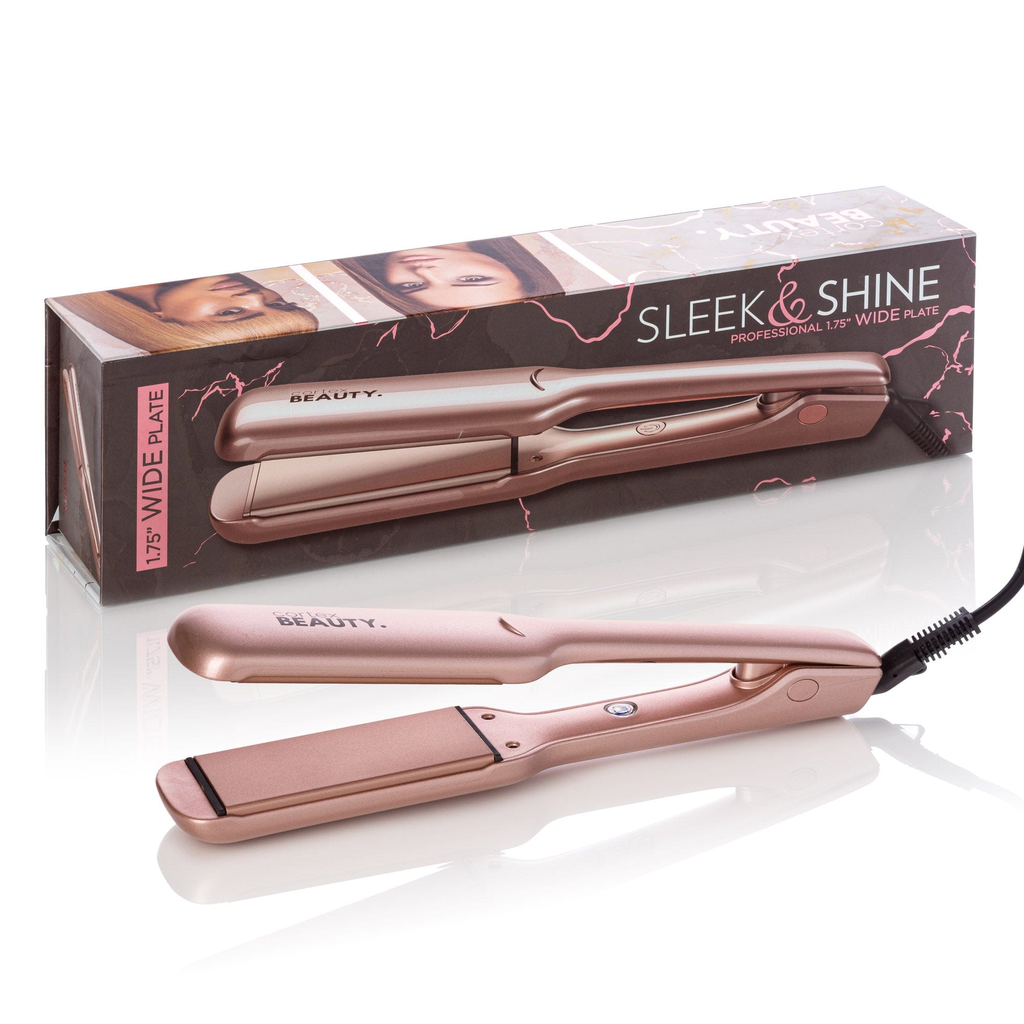 Cortex Beauty Rose Gold Sleek &amp; Shine | Professional 1.75” Wide Plate Flat Iron