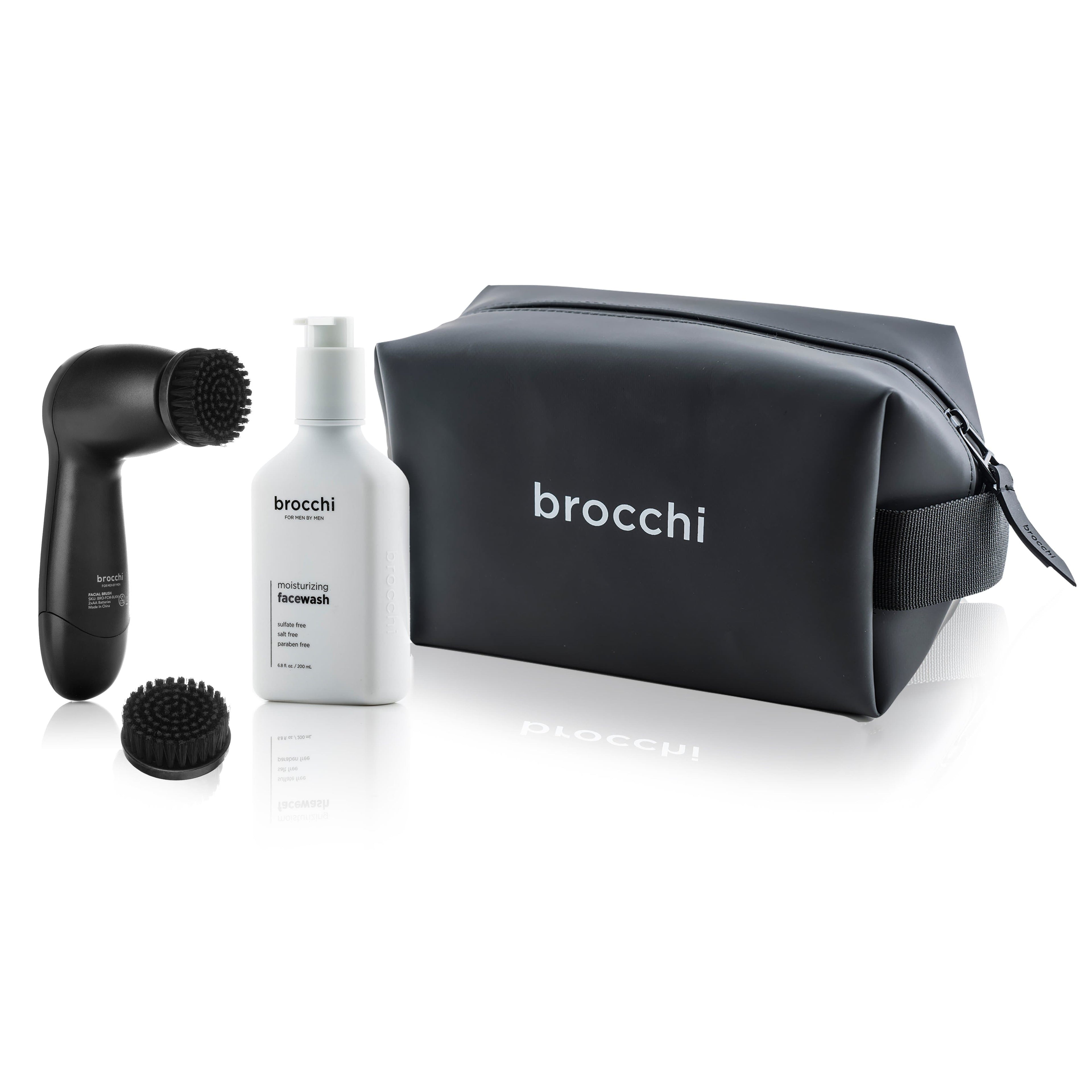 Brocchi Face Essentials for Men Face Wash, Face Brush & Travel Bag
