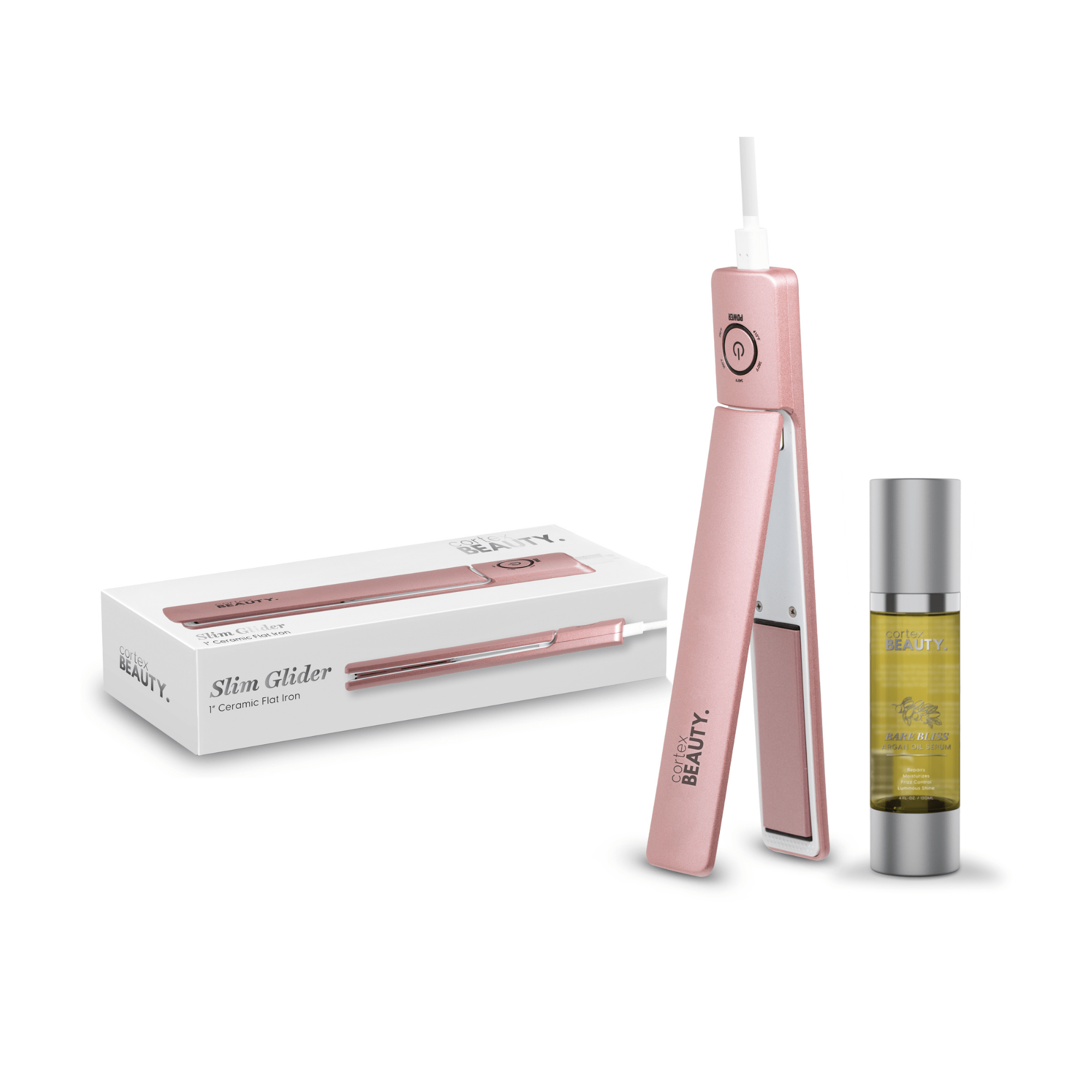 Cortex Beauty Pink Cortex Beauty Slim Glider & Argan Oil Hair Serum Bundle