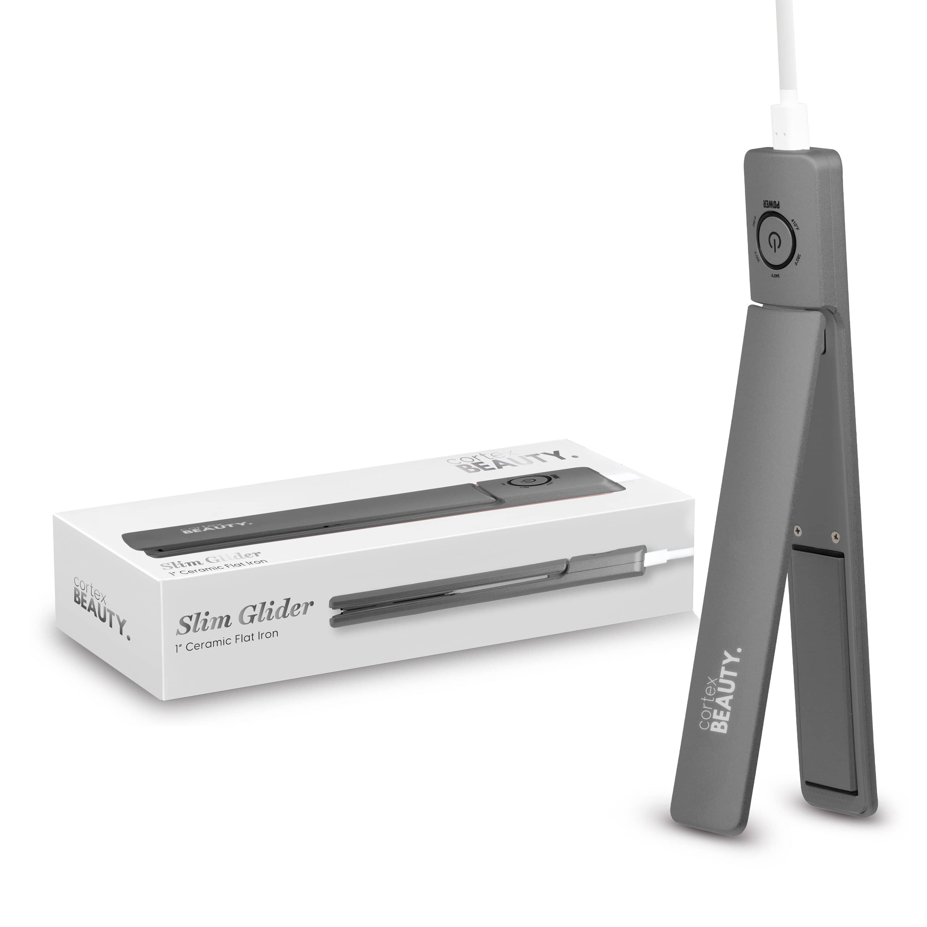 Cortex Beauty Travel Friendly SLIM GLIDER - 1" Ceramic Coated Flat Iron