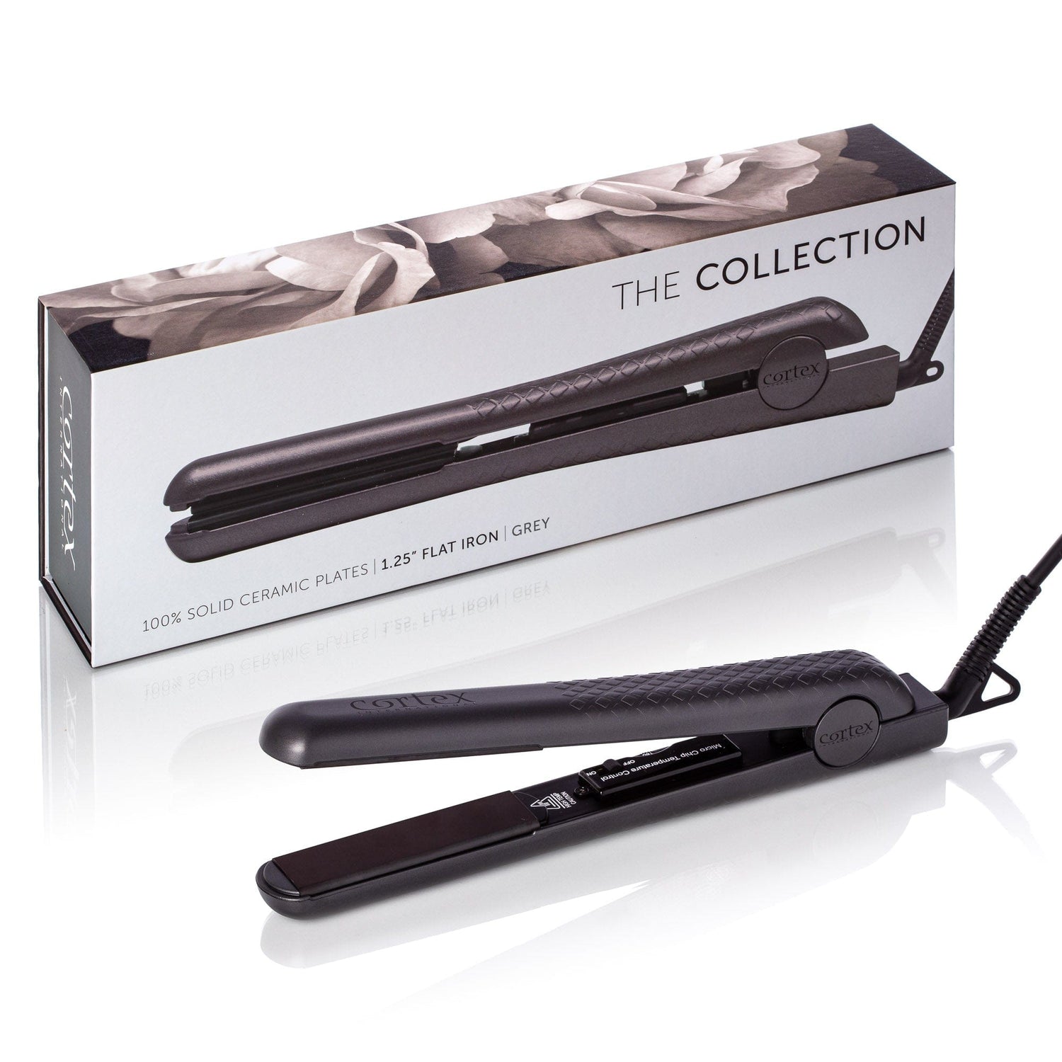 Cortex Beauty Dark Gray The Collection - 1.25" 100% Solid Ceramic Ionic & Far-Infrared Technology Flat Iron
