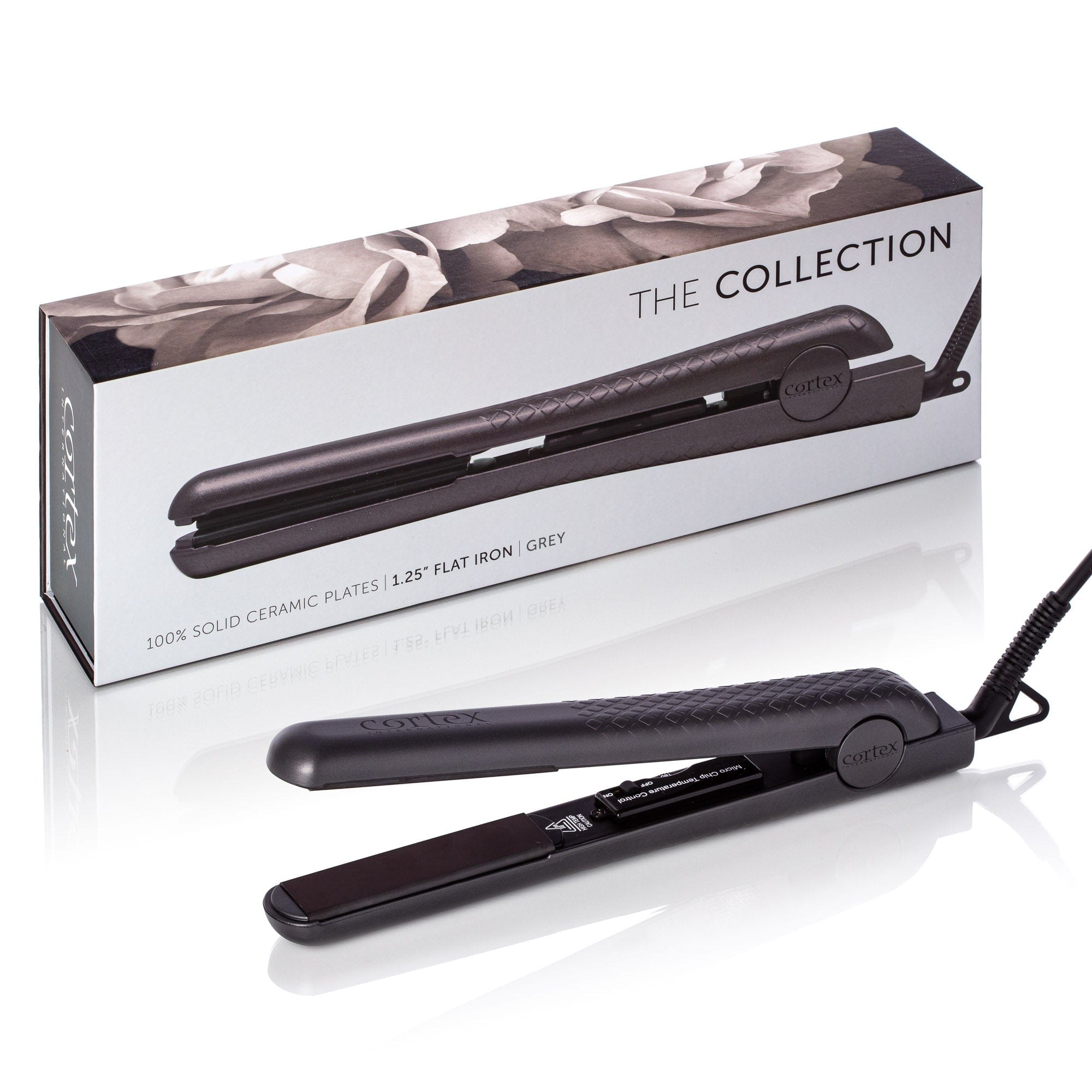 Cortex Beauty Dark Gray The Collection - 1.25" 100% Solid Ceramic Ionic & Far-Infrared Technology Flat Iron