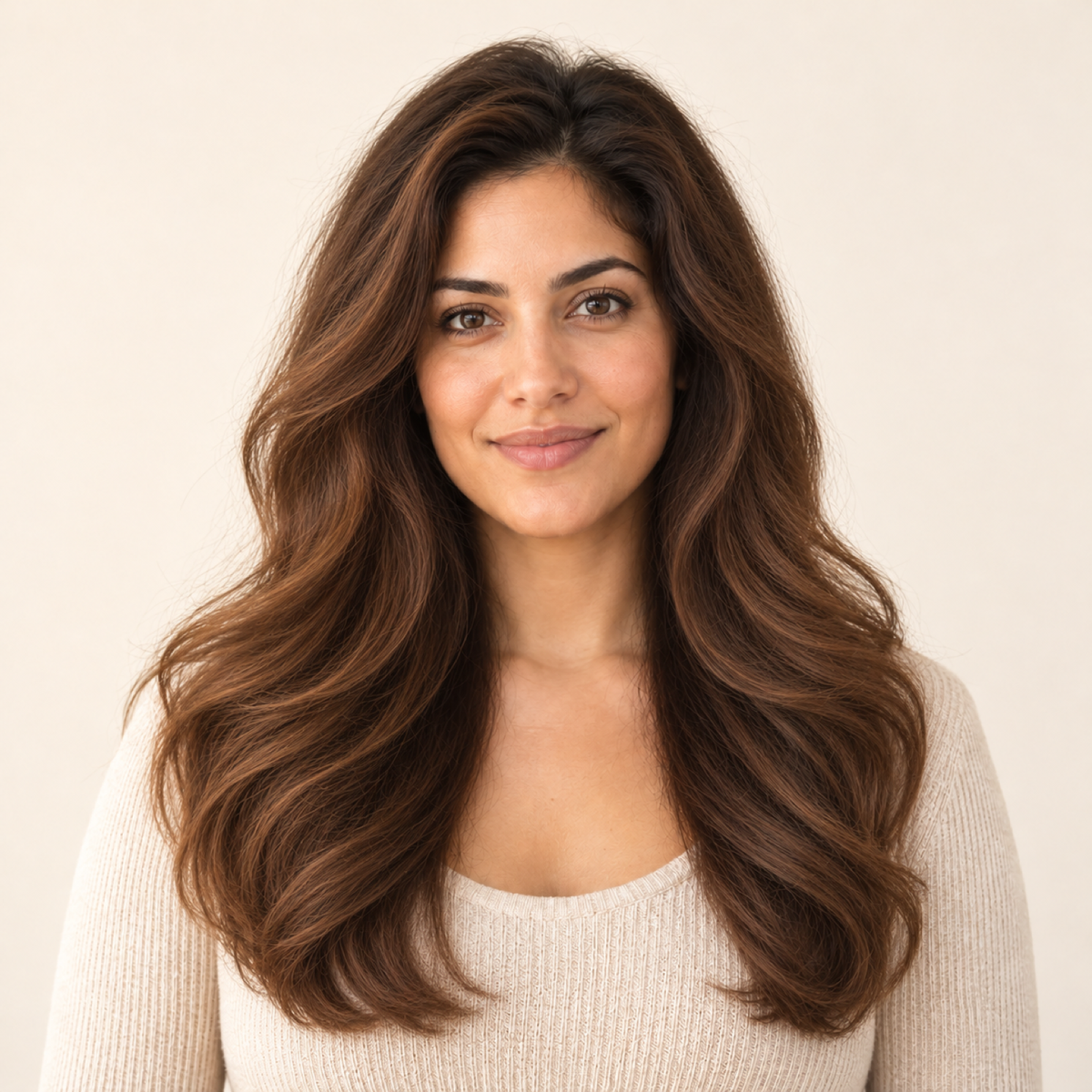 Blowout-styled hair.