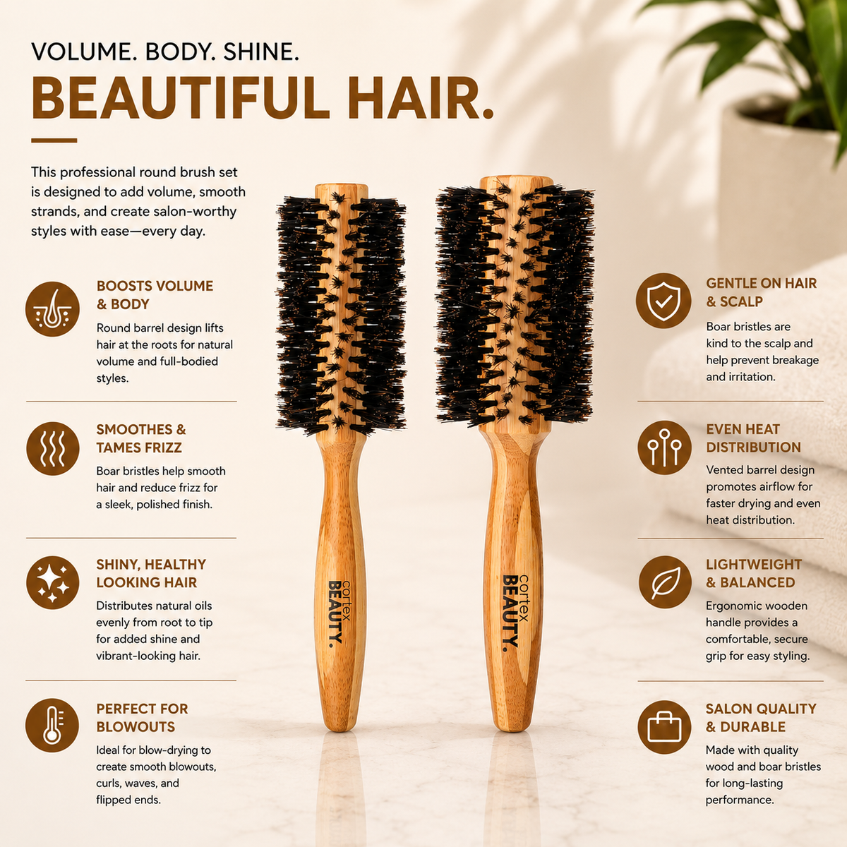 Bamboo Styling Brush Duo