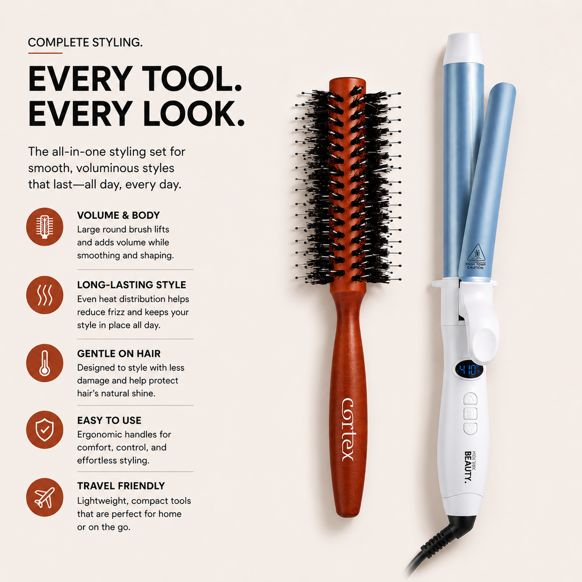 Curl & Smooth Set - White Powder Blue