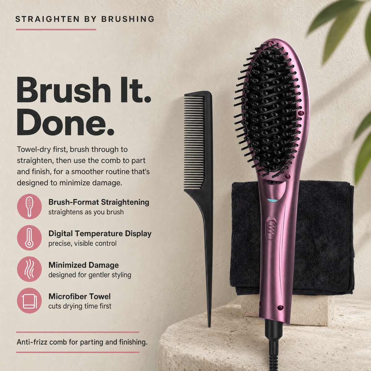 Straightening Brush Set - Blush Pink