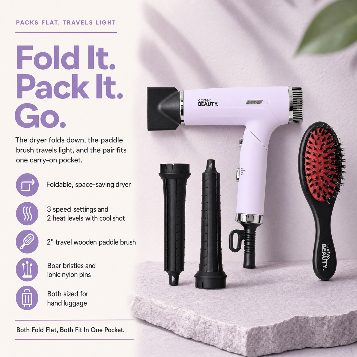 Travel Dryer & Paddle Brush Set