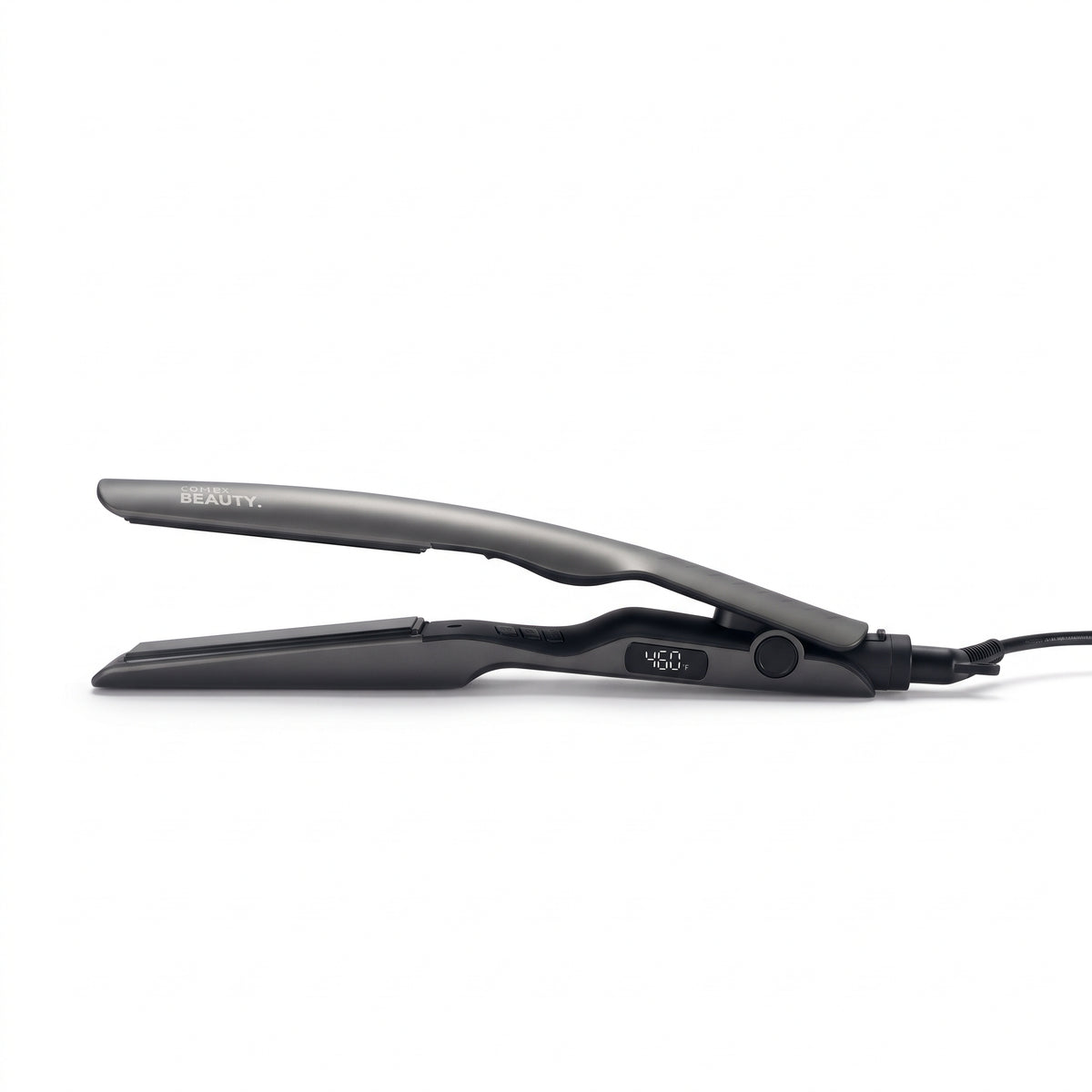 Gray Pressed Perfection 1-inch digital ceramic flat iron, open side view