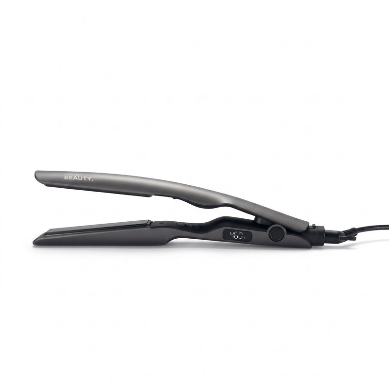 Gray Pressed Perfection 1-inch digital ceramic flat iron, open side view