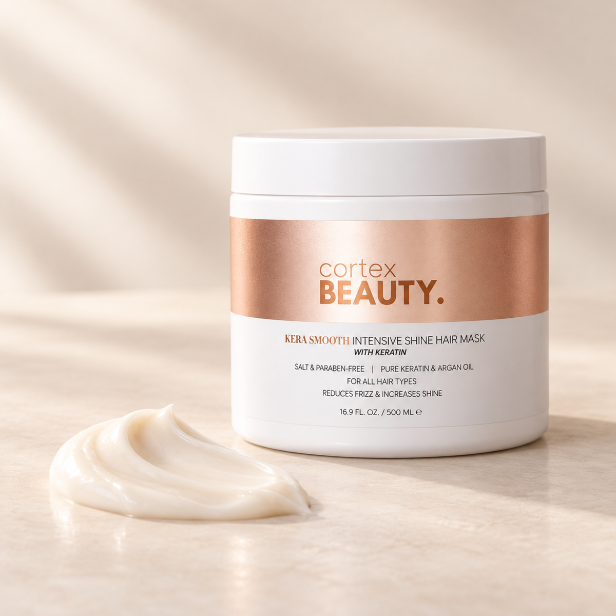 Pure Keratin | Intensive Hair Mask — product detail on a warm cream surface