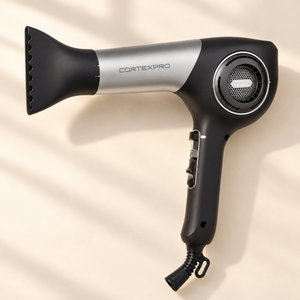The ProDryer | Anti-Frizz Hair Dryer with Travel Case — product detail on a warm cream surface