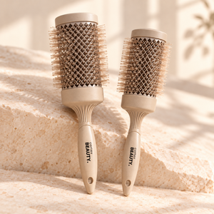 3" & 2.4" Recycled Professional Styling Brush Set — product detail on a warm cream surface