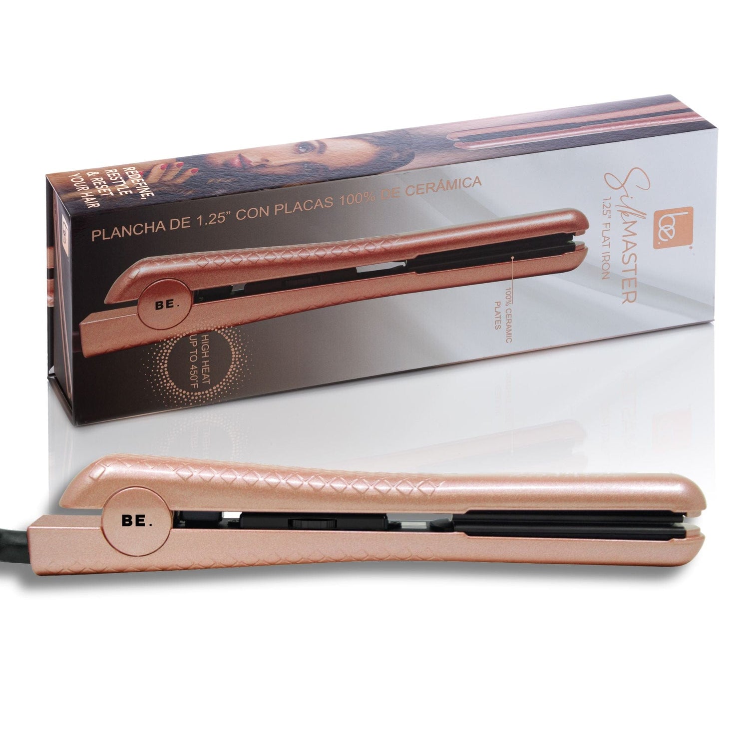 Be.Professional Rose Gold Silk Master | 1.25&quot; Solid Ceramic Ionic &amp; Far-Infrared Technology Flat Iron