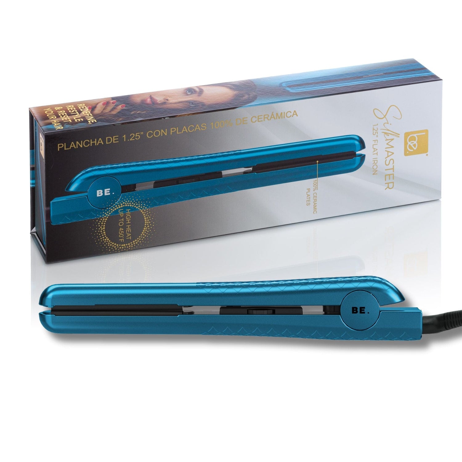 Be.Professional Turquoise Silk Master | 1.25&quot; Solid Ceramic Ionic &amp; Far-Infrared Technology Flat Iron