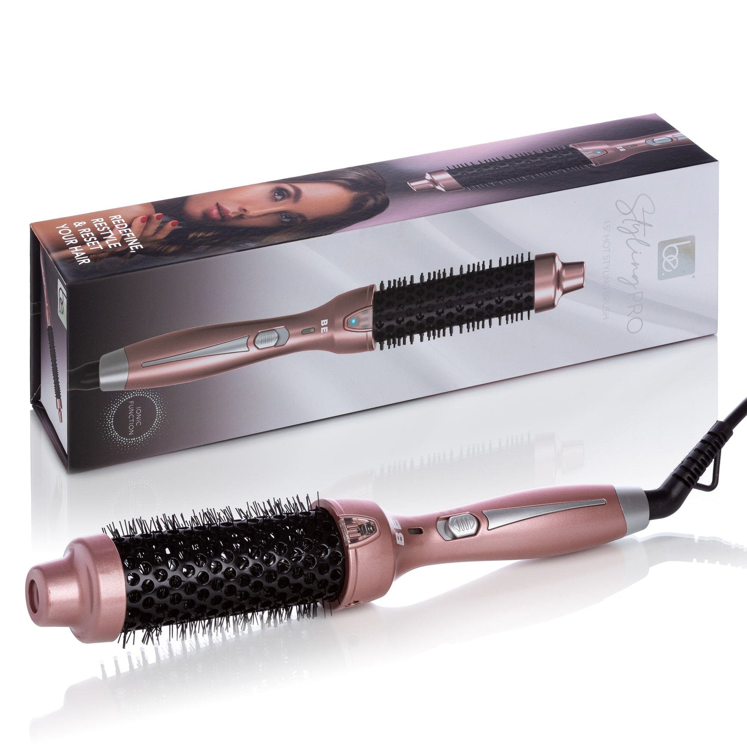 Be. Rose Gold/Black HotStyler | 1.5&quot; Ionic Styling Brush