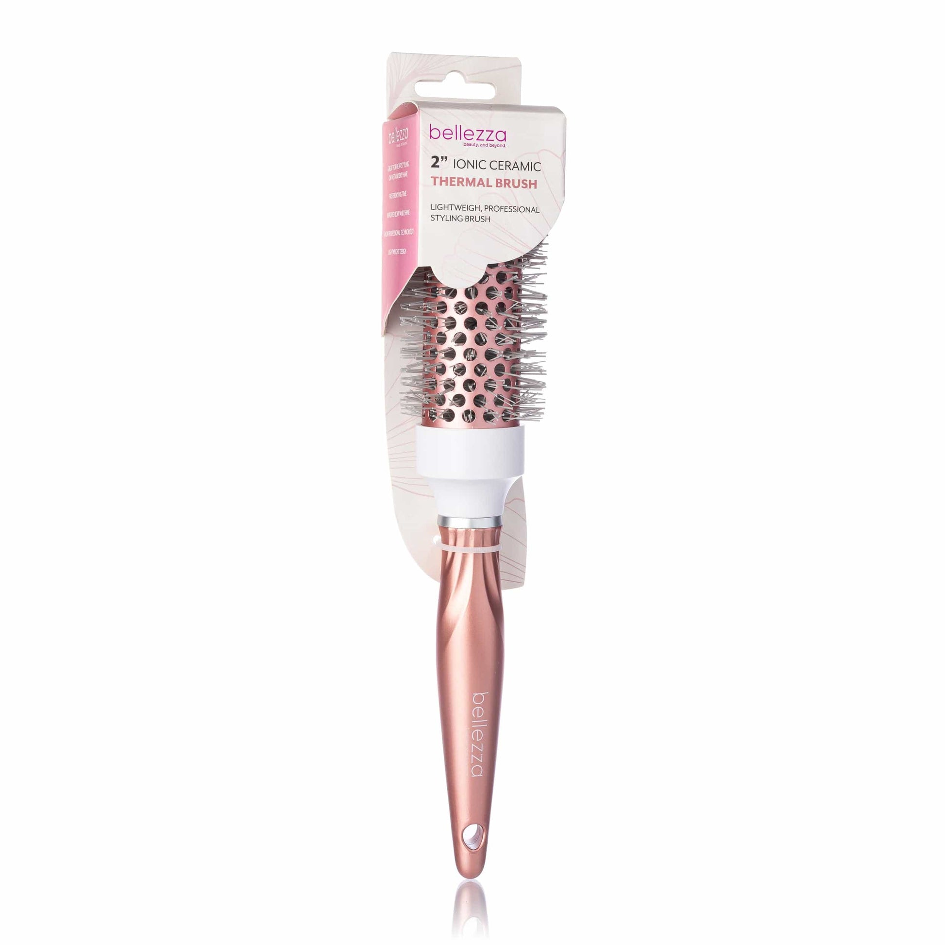 Bellezza 2" / White/Pink Rose Ionic Ceramic Thermal Brush