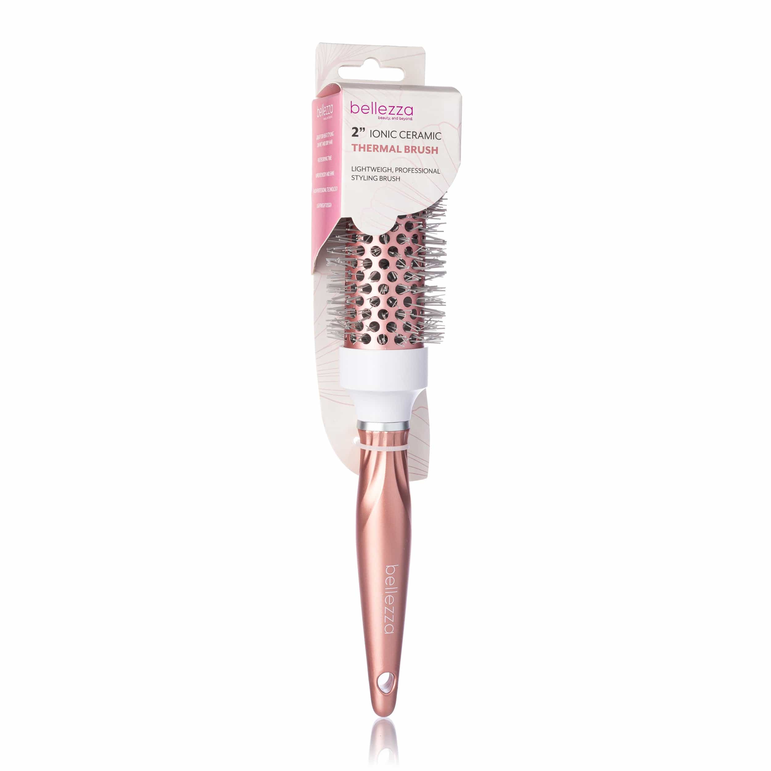 Bellezza 2&quot; / White/Pink Rose Ionic Ceramic Thermal Brush