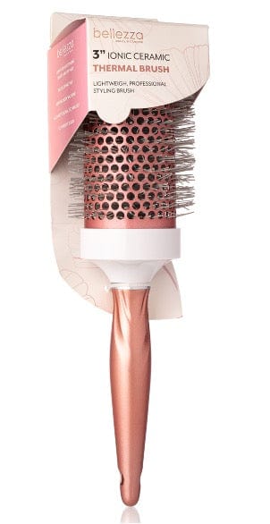 Bellezza 3&quot; / White/Pink Rose Ionic Ceramic Thermal Brush