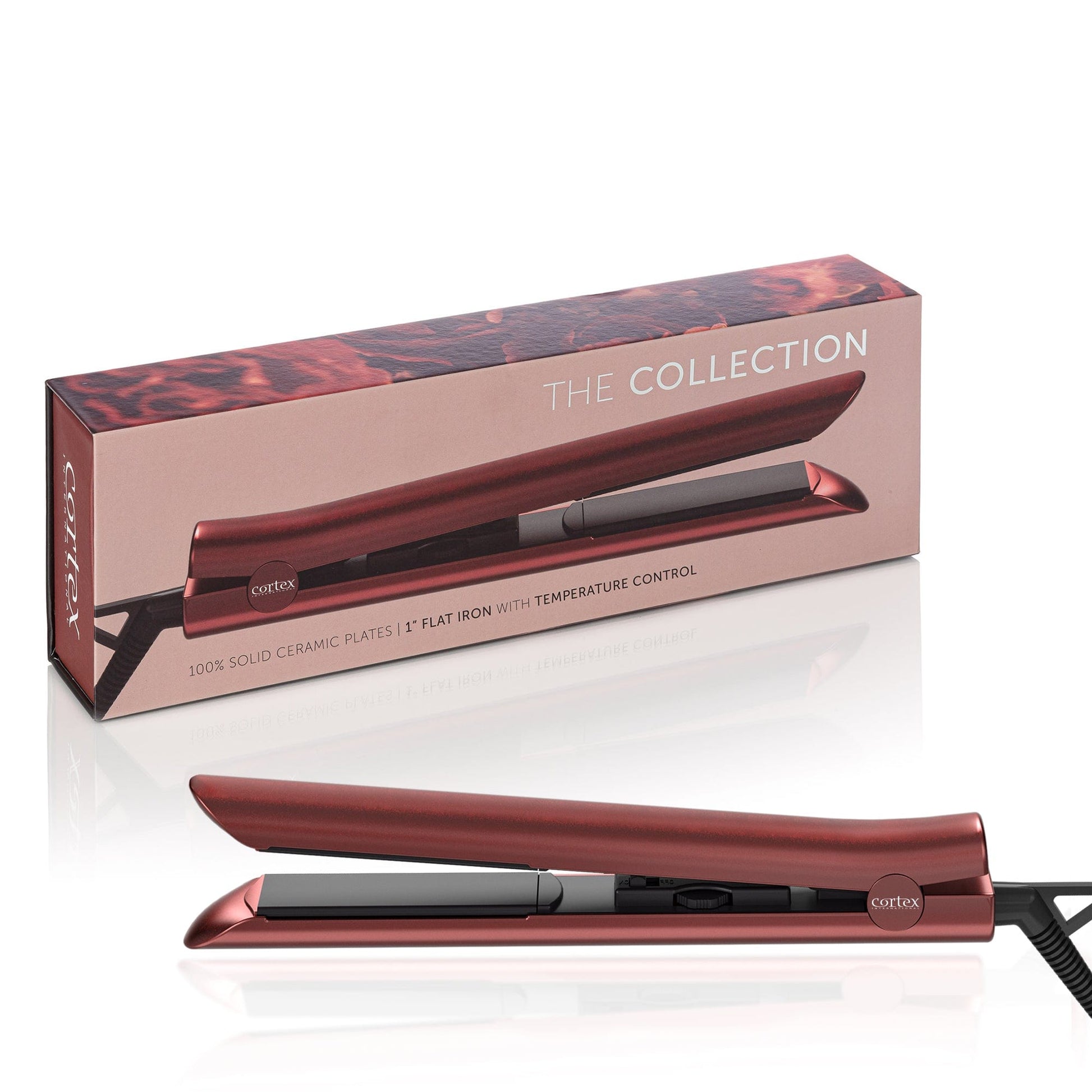 Cortex Beauty 1" 100% Solid Ceramic Ionic & Far-Infrared Technology Flat Iron