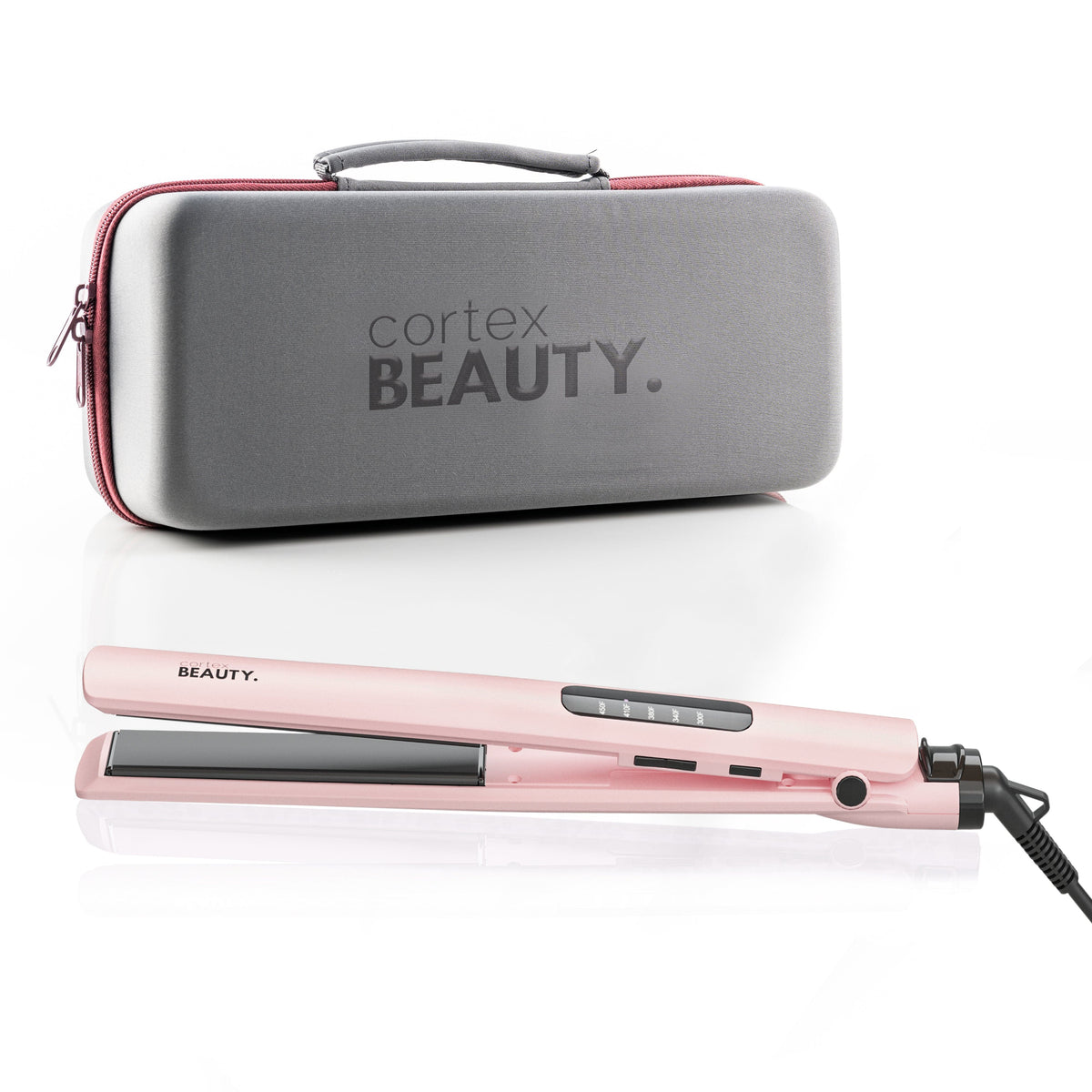 Pin Straight Hair Straightener with Pink Case UltraSlim | 1” Digital Flat Iron + Travel Case – Cortex Beauty main image 4