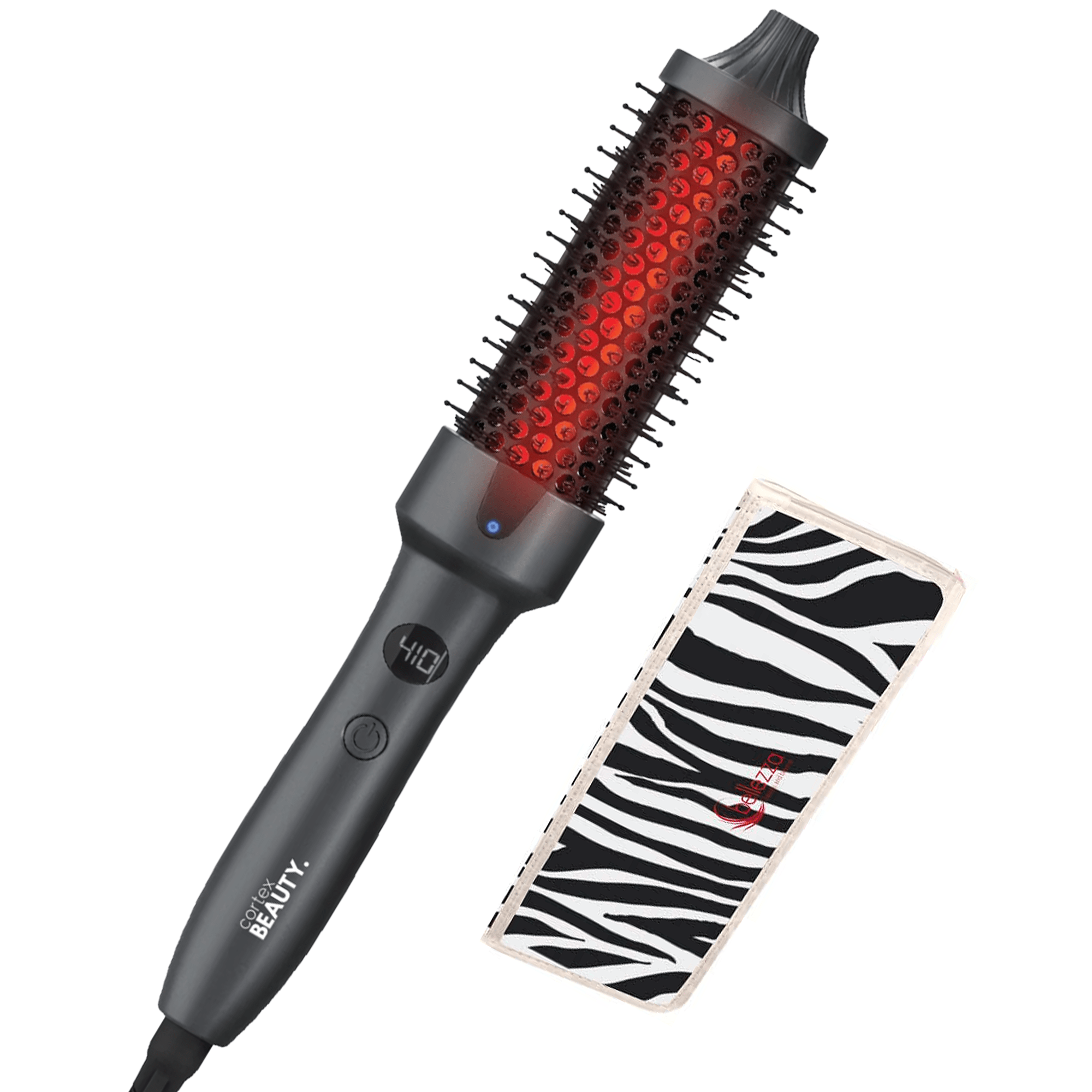 Cortex Beauty Dark Gray 1.5&quot; Digital Infrared &amp; Ionic Thermal Styling Brush and Heat Mat Set