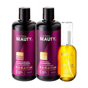 Cortex Beauty Keratin Hydrating Shampoo, Strengthening Conditioner, and Argan Oil Set