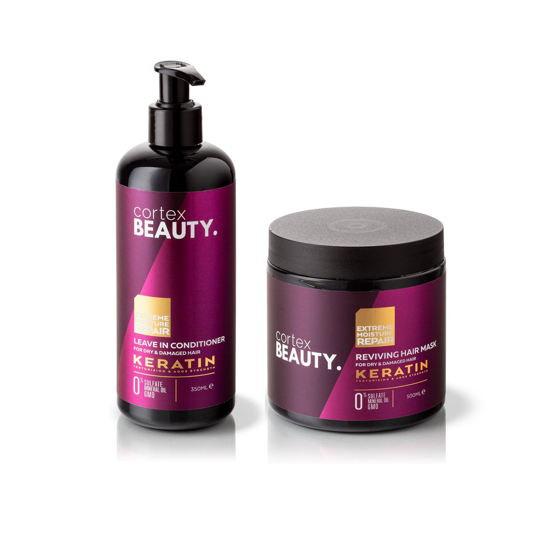 Cortex Beauty Keratin Leave in Conditioner, and Reviving Hair Mask Set