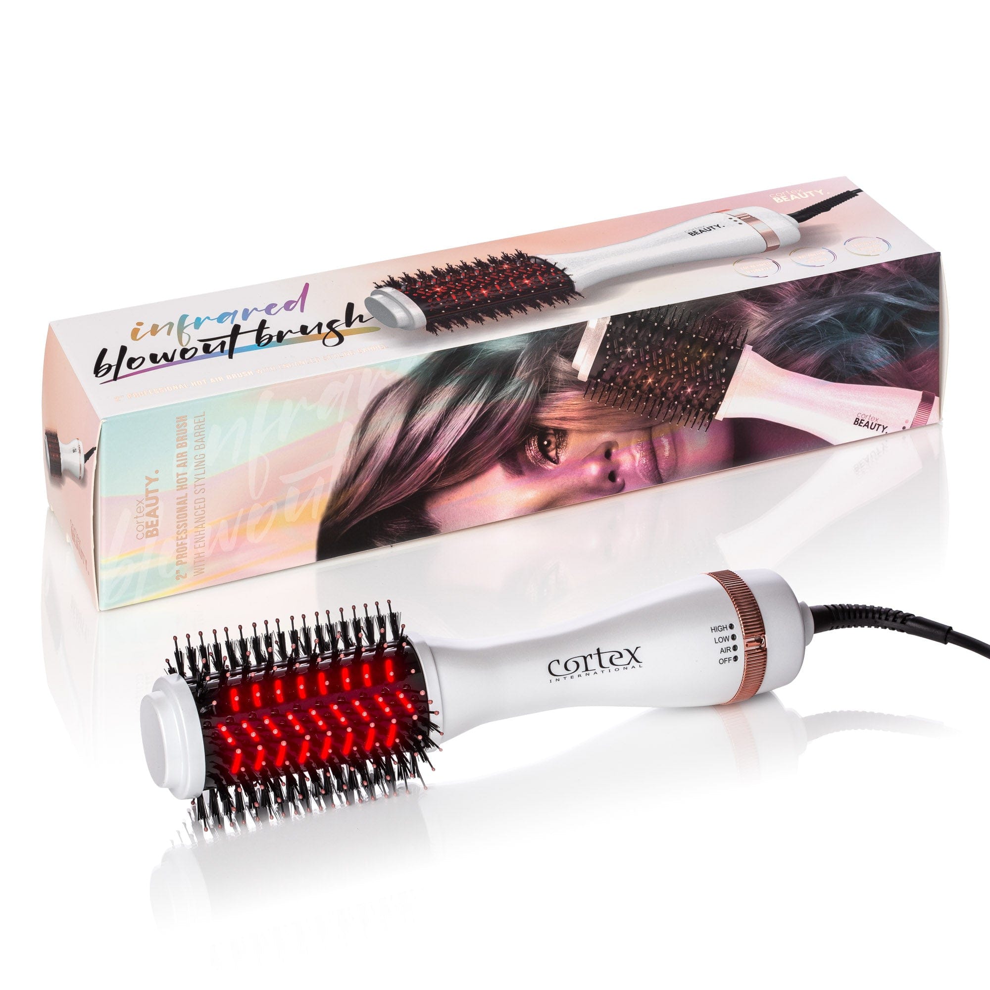 Cortex Beauty PEARL WHITE Infrared Blowout Brush | 2&quot; Professional Hot Brush