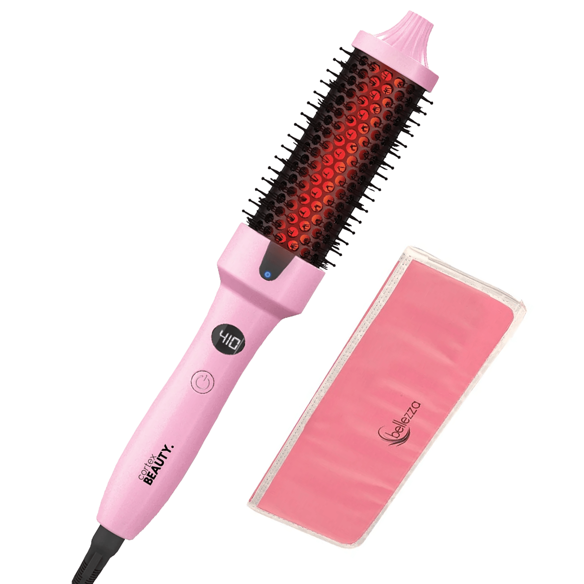 Cortex Beauty Pink 1.5&quot; Digital Infrared &amp; Ionic Thermal Styling Brush and Heat Mat Set