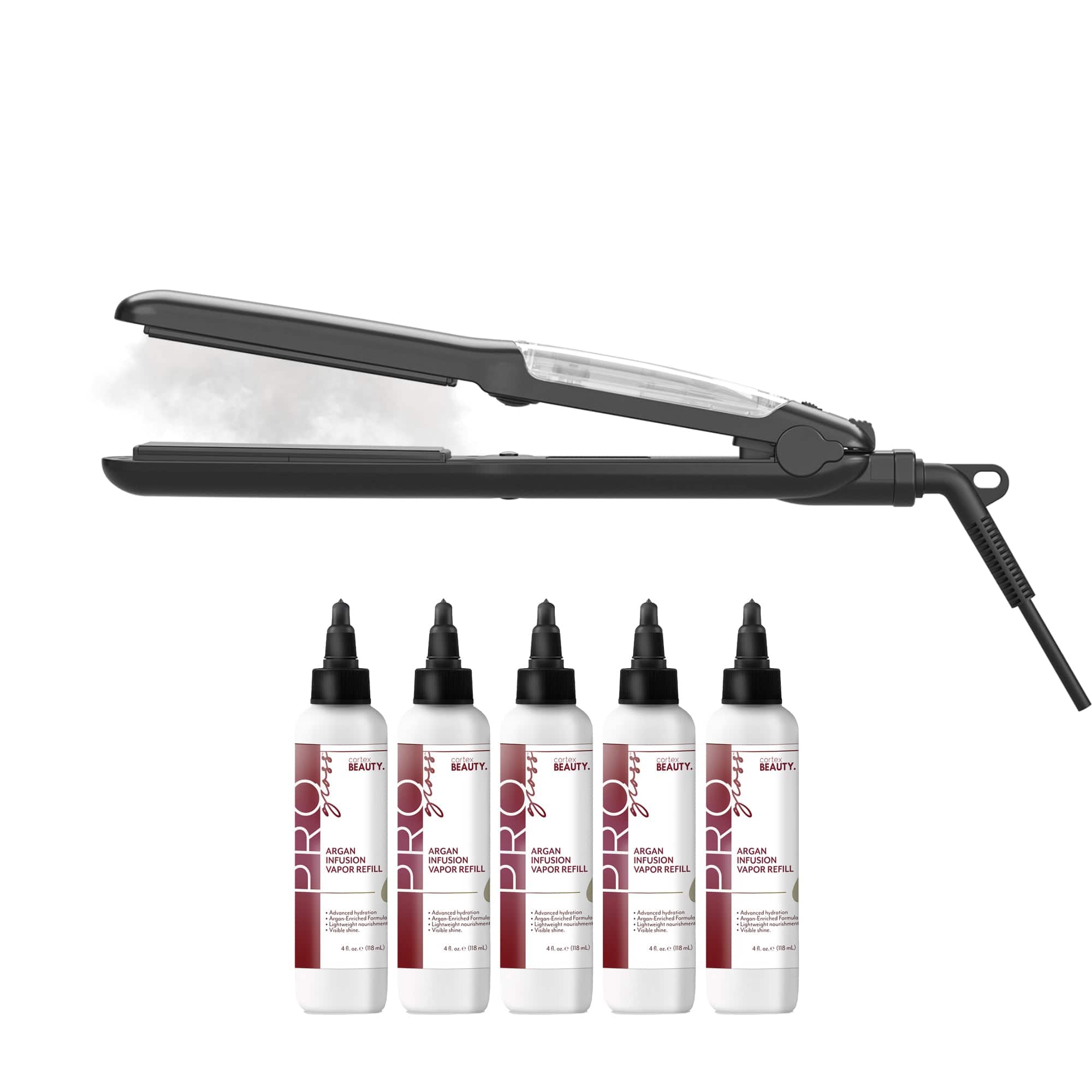 Cortex Beauty PROSteamer Professional Steam Flat Iron With 5 Argan Oil Refills