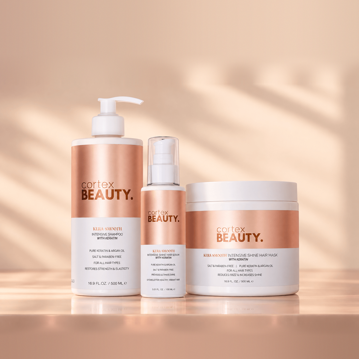 Cortex Beauty Pure Keratin | Shampoo, Hair Mask & Hair Serum Kit