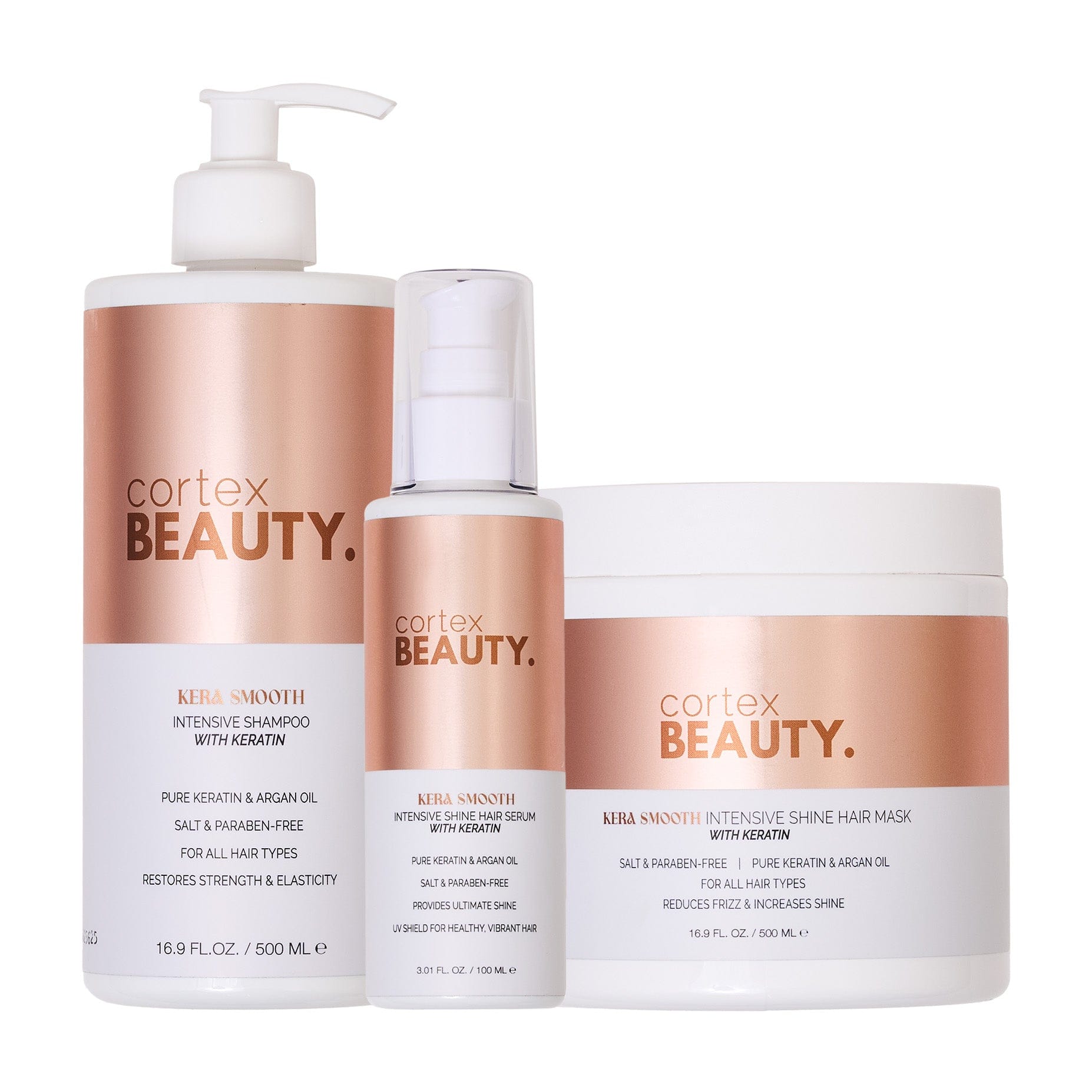 Cortex Beauty PURE KERATINE INTENSIVE SHAMPOO COMPLETE HAIR KIT (SHAMPOO+HAIR MASK+HAIR SERUM)