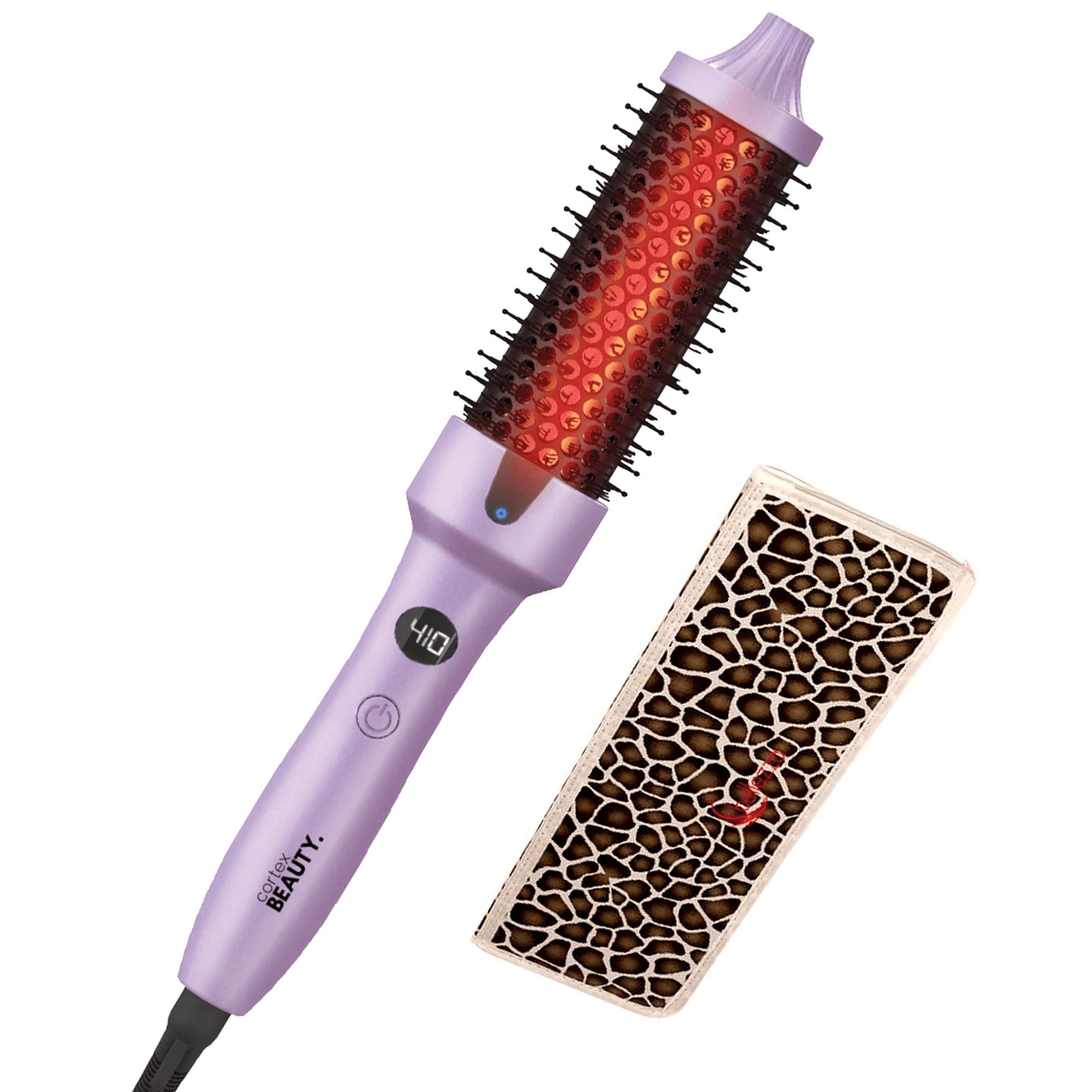 Cortex Beauty Purple 1.5&quot; Digital Infrared &amp; Ionic Thermal Styling Brush and Heat Mat Set