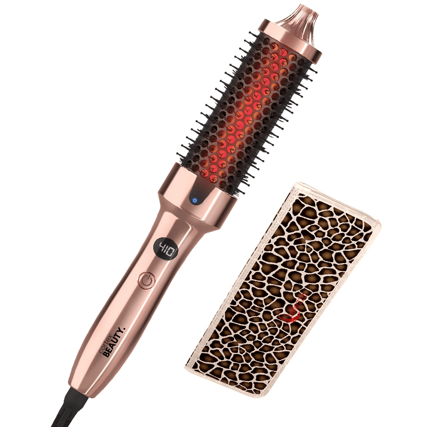 Cortex Beauty Rose Gold 1.5&quot; Digital Infrared &amp; Ionic Thermal Styling Brush and Heat Mat Set