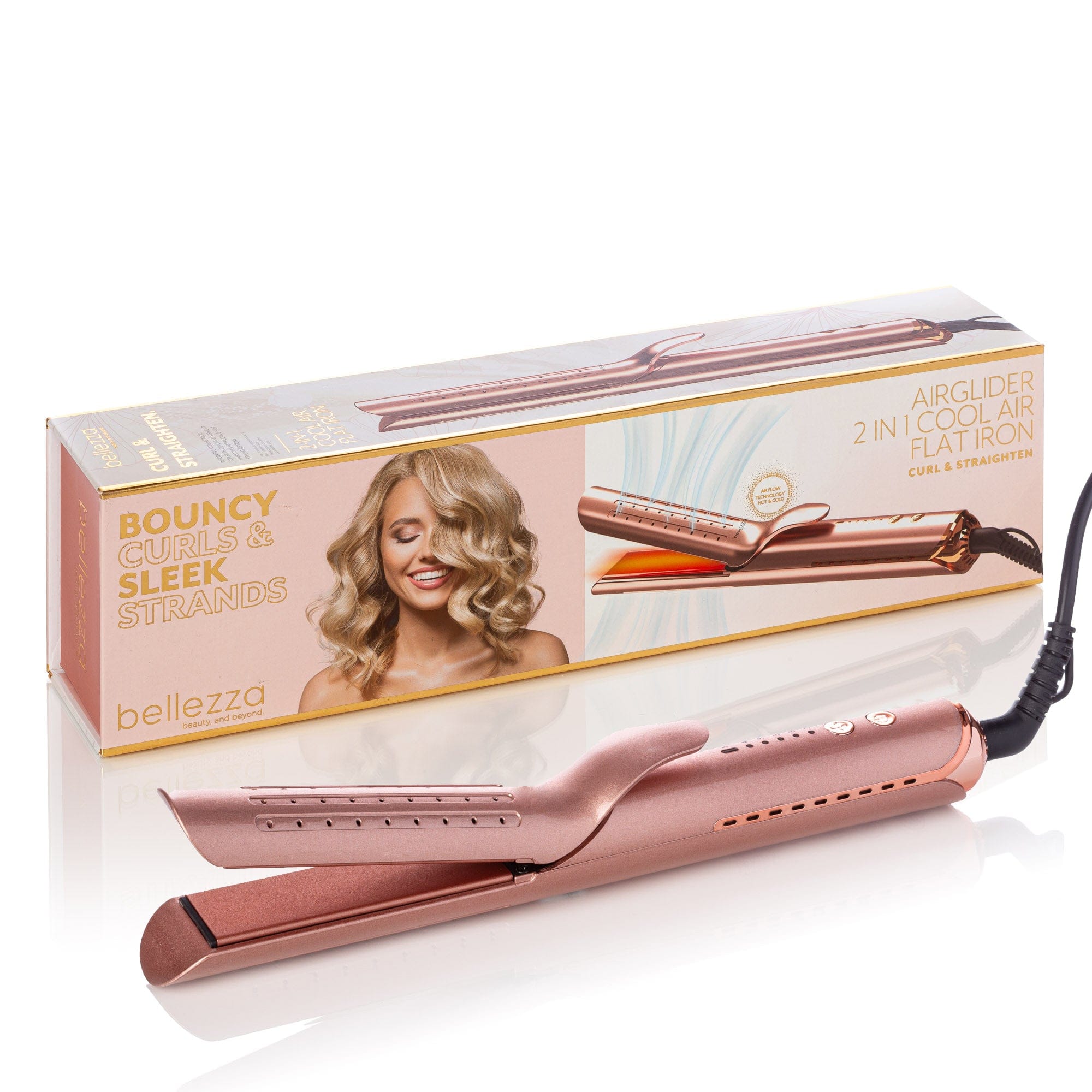 Cortex Beauty Rose Gold AirGlider | 2-in-1 Cool Air Flat Iron/curler