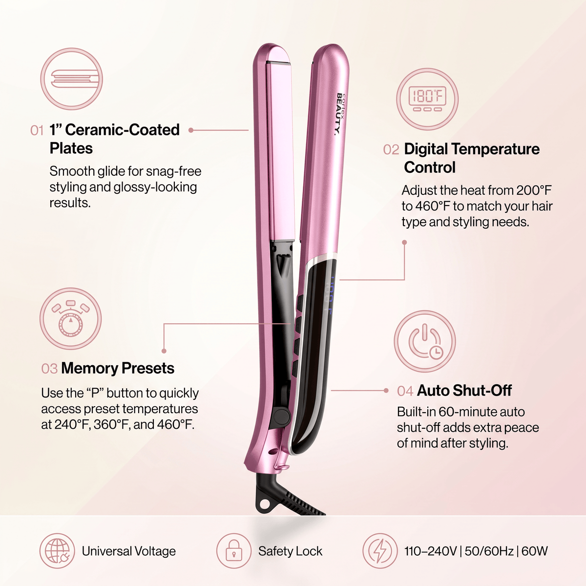 Cortex Beauty Str8up | 1" Digital Flat Iron