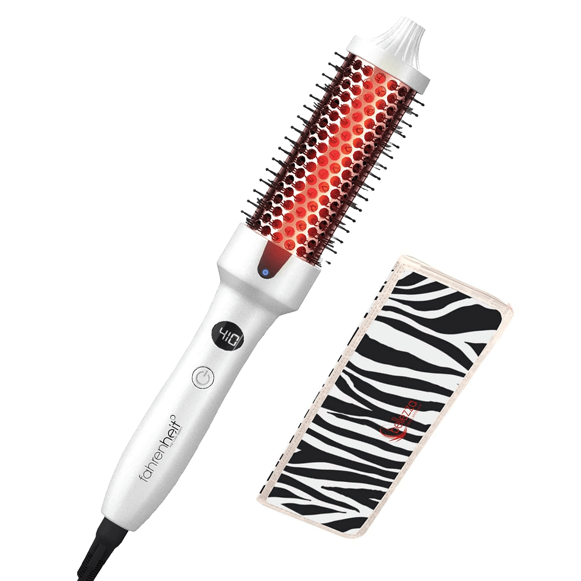 Cortex Beauty White 1.5&quot; Digital Infrared &amp; Ionic Thermal Styling Brush and Heat Mat Set
