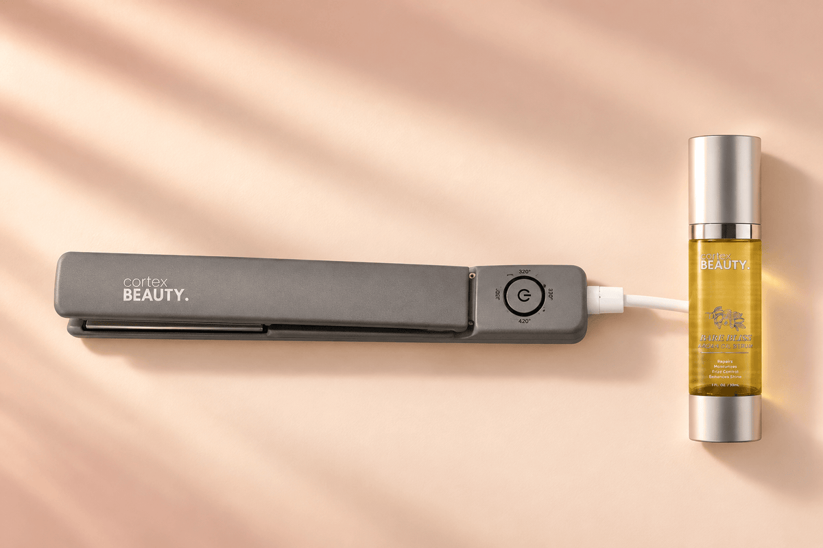 Slim Glider | Flat Iron &amp; Argan Oil Hair Serum Bundle, Gray, care and storage