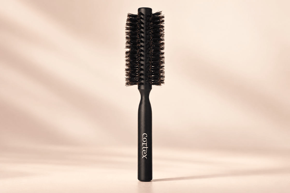 Premium Boar Bristle Round Brush | Black Wood, 2", product view