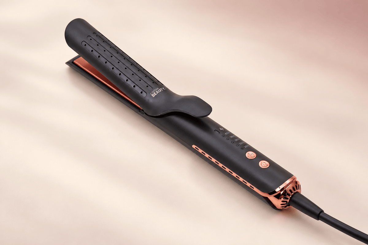 AirGlider | 2-in-1 Cool Air Flat Iron &amp; Curler, Black Rosegold, product view