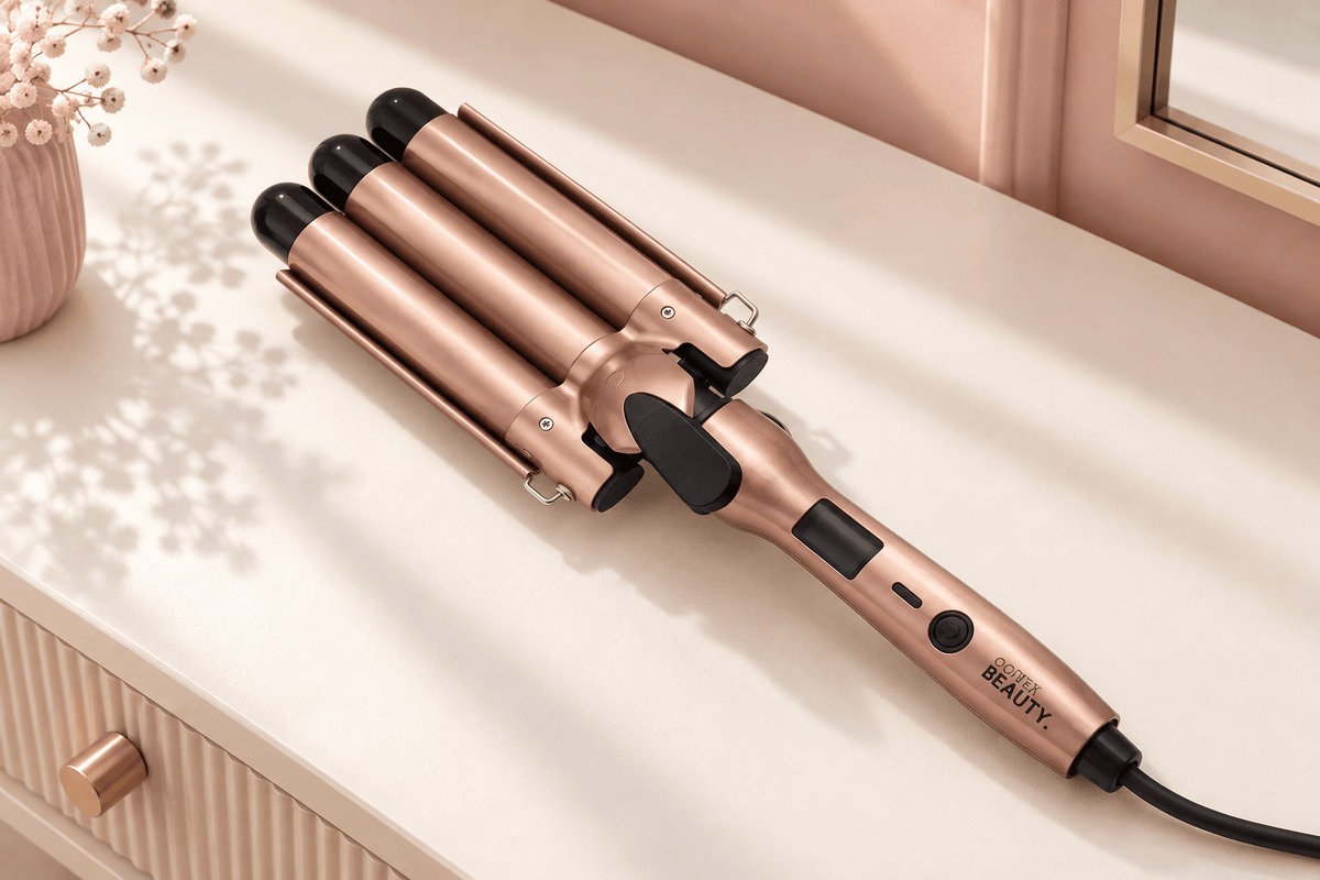 Digital Wave Maker | 1" Foldable 3-Barrel Waver, Rose gold, care and storage