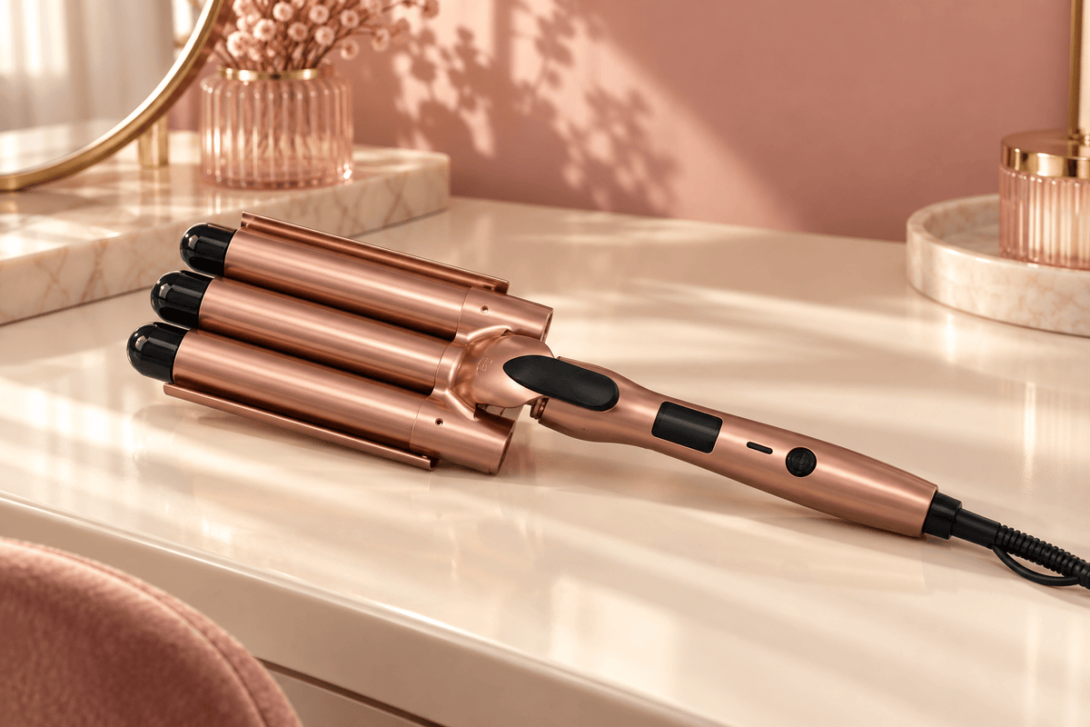Digital Wave Maker | 1" Foldable 3-Barrel Waver, Rose Gold, care and storage