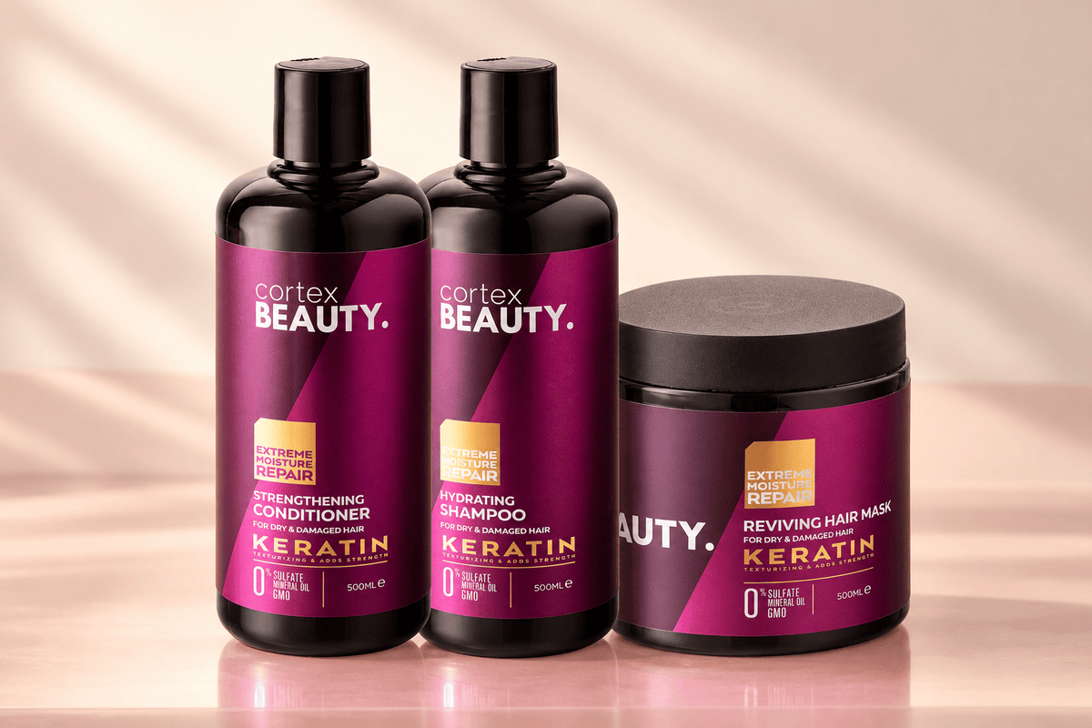 Keratin | Shampoo, Conditioner &amp; Reviving Hair Mask Set, care and storage