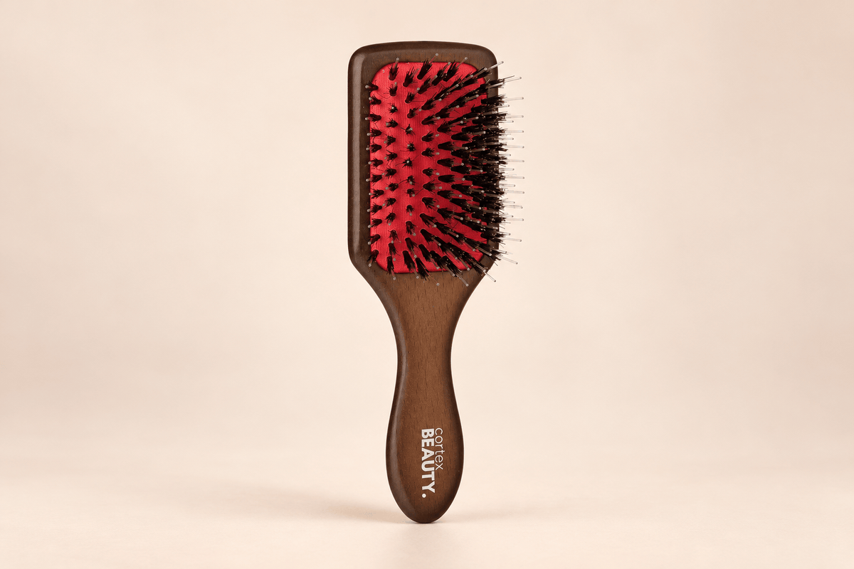 Professional Wooden Paddle Brush, Amber Wood, product view